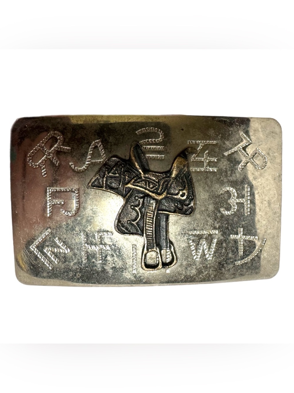 Vintage Chambers Co. Saddle Cattle Brand Belt Buckle Western Ranch Cowboy USA